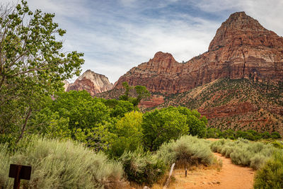 Scenic view of rocky mountains against sky