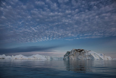 Scenic view of lake against sky during winter