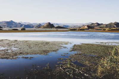 Scenic view of lake against sky