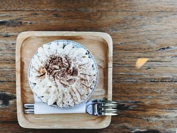 High angle view of cake on table