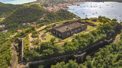 High angle view of buildings in city