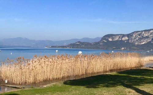 Scenic view of lake against sky