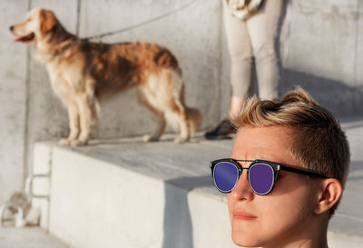 Young woman wearing sunglasses