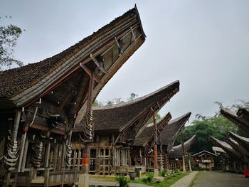 Low angle view of temple building against sky