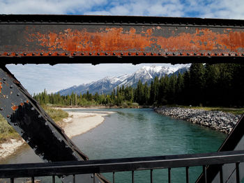 Bridge over river against sky