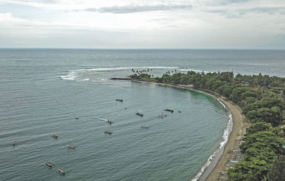 High angle view of sea against sky