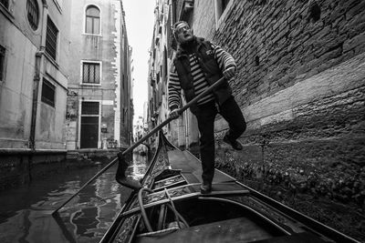 Woman standing in city