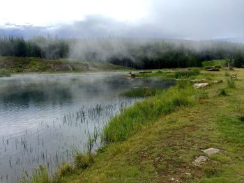 Scenic view of lake against sky