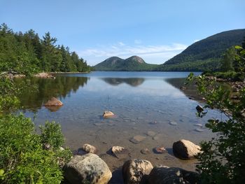 Scenic view of lake against sky