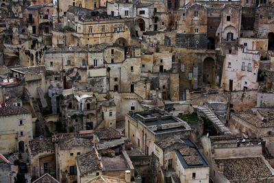 High angle view of buildings in city