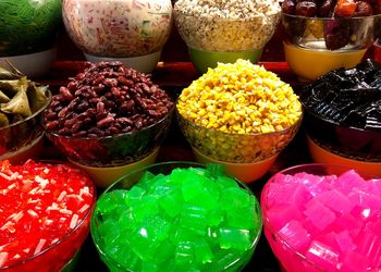 Close-up of multi colored vegetables for sale in market