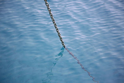 High angle view of ropes in swimming pool