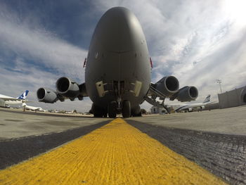 Airplane on airport runway