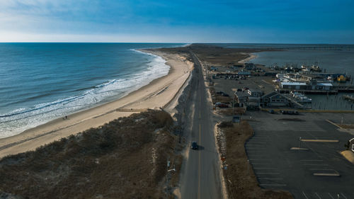 High angle view of beach against sky