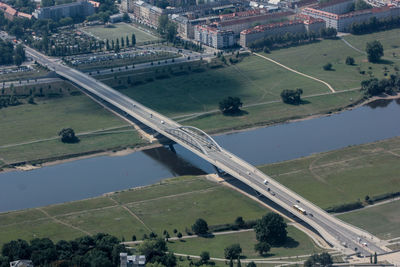 High angle view of road passing through landscape