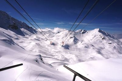 Scenic view of snow covered mountains