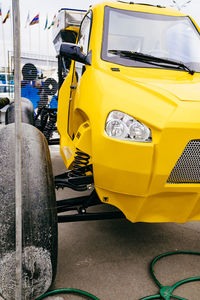 Close-up of yellow parking lot