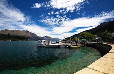 Scenic view of sea against cloudy sky