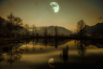 Full moon at a pond