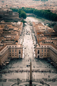 High angle view of buildings in city