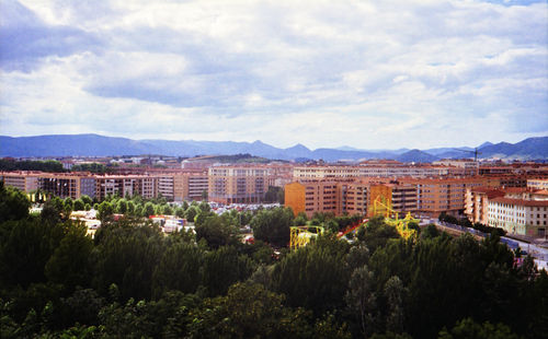 High angle view of townscape against sky