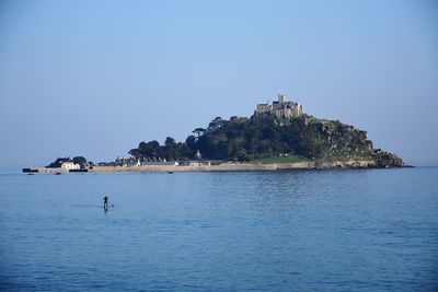 Scenic view of sea against clear sky