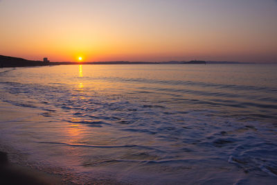 Scenic view of sea against sky during sunset