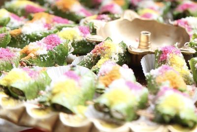 Close-up of sweet paans in plate