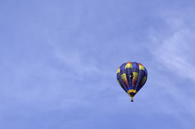 Low angle view of hot air balloon against sky