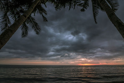 Scenic view of sea against cloudy sky