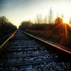 Railroad track at sunset