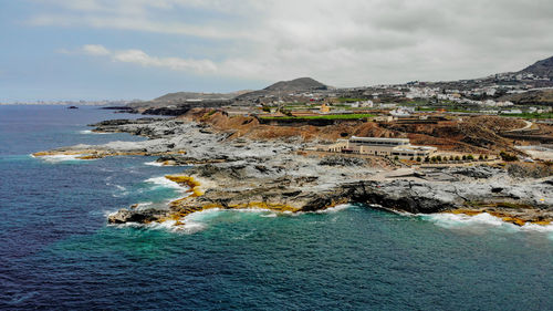 Aerial view of sea against sky