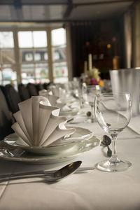 Close-up of dining table in restaurant