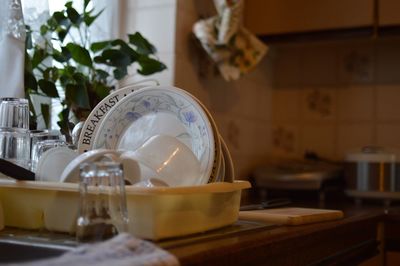 Close-up of tea in bowl on table