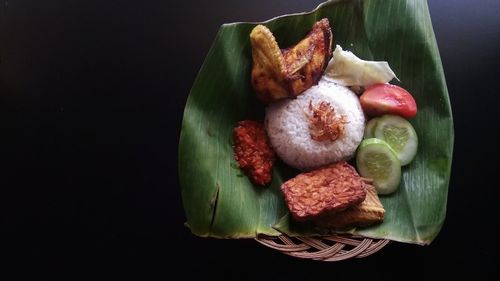 High angle view of fruits in basket