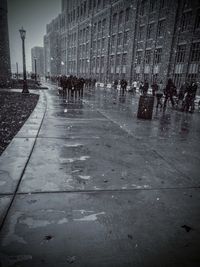 Wet road in city during rainy season