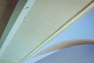 Low angle view of building against clear blue sky