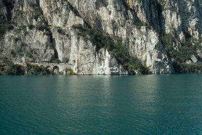 Scenic view of sea against mountain