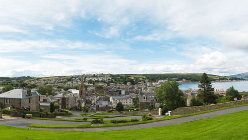 Panoramic view of castle against cloudy sky