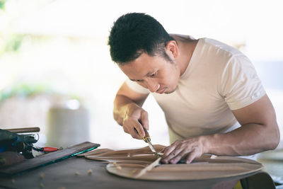 Man working on table