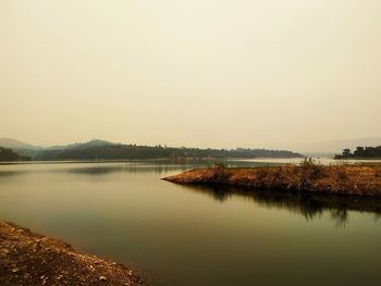 Scenic view of lake against clear sky