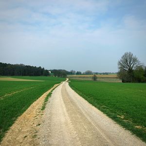 Road amidst field against sky