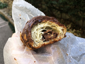 High angle view of bread on paper