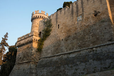 Fortification and tower at greek island of rhodes. dodecanese