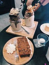 High angle view of ice cream on table