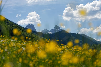 Scenic view of mountains against sky