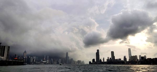 Panoramic view of city buildings against sky