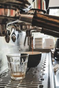 Coffee dripping from the coffee machine