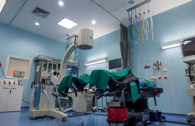 Interior of hospital with machinery