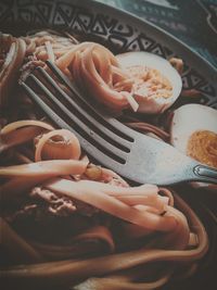 High angle view of food in tray